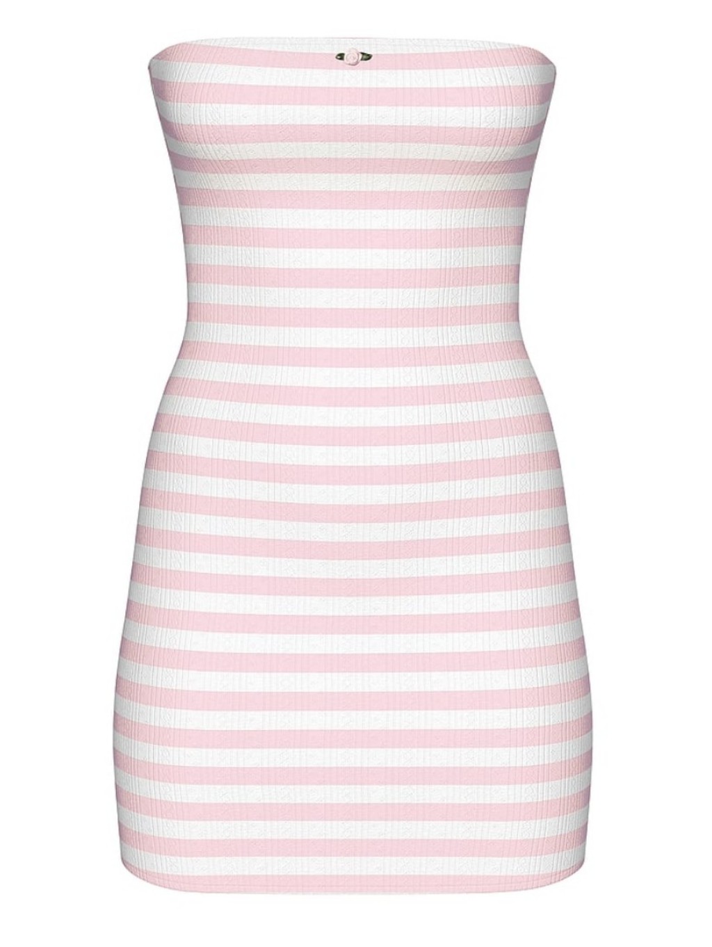 Pink By Frankies Bikinis Inez Dress Azalea Stripe Pink & White Rose New Small